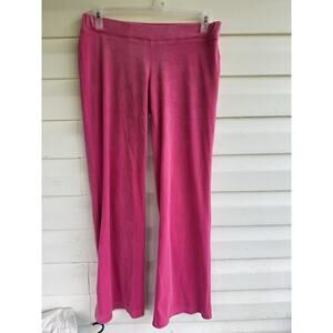 JUICY COUTURE Velour Pants Womens Medium Pink OG Big Bling Flare Track Party